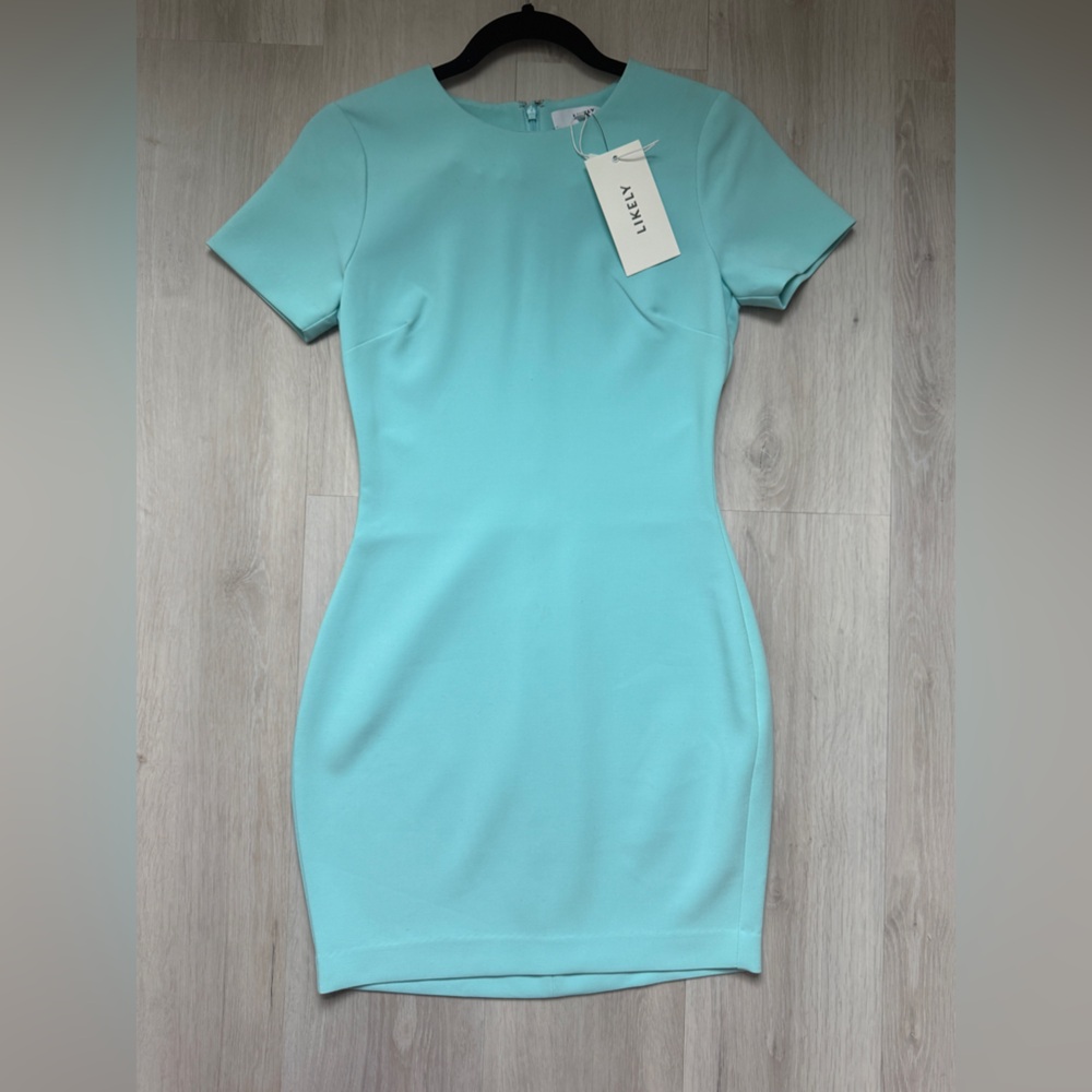 Likely Manhattan Short Sleeve Sheath Dress Aqua Blue  SIZE 2 NWT